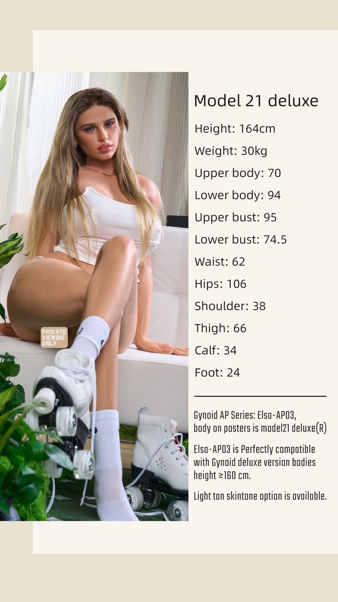 Elsa Model 21 Deluxe Sex Doll (Gynoid Doll 164 cm F-Cup silikoninis)
