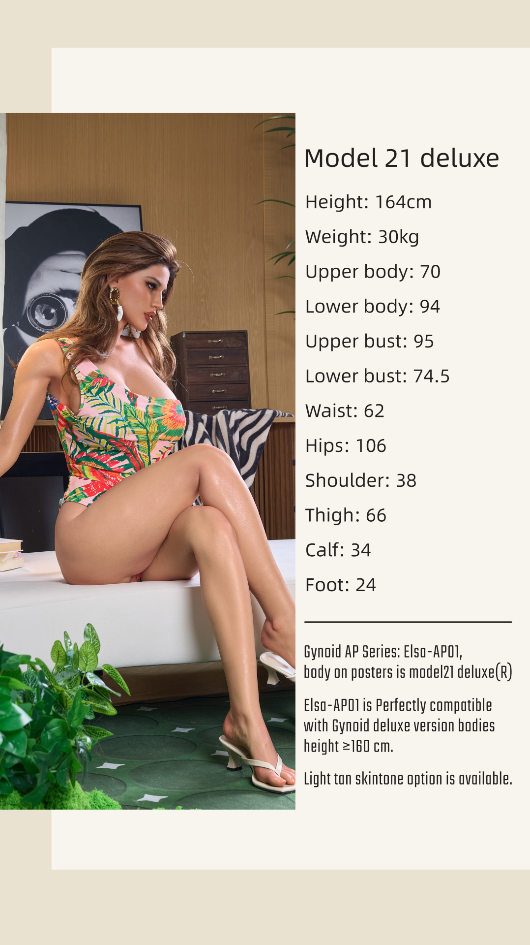 Elsa Model 21 Deluxe Sex Doll (Gynoid Doll 164 cm F-Cup silikoninis)