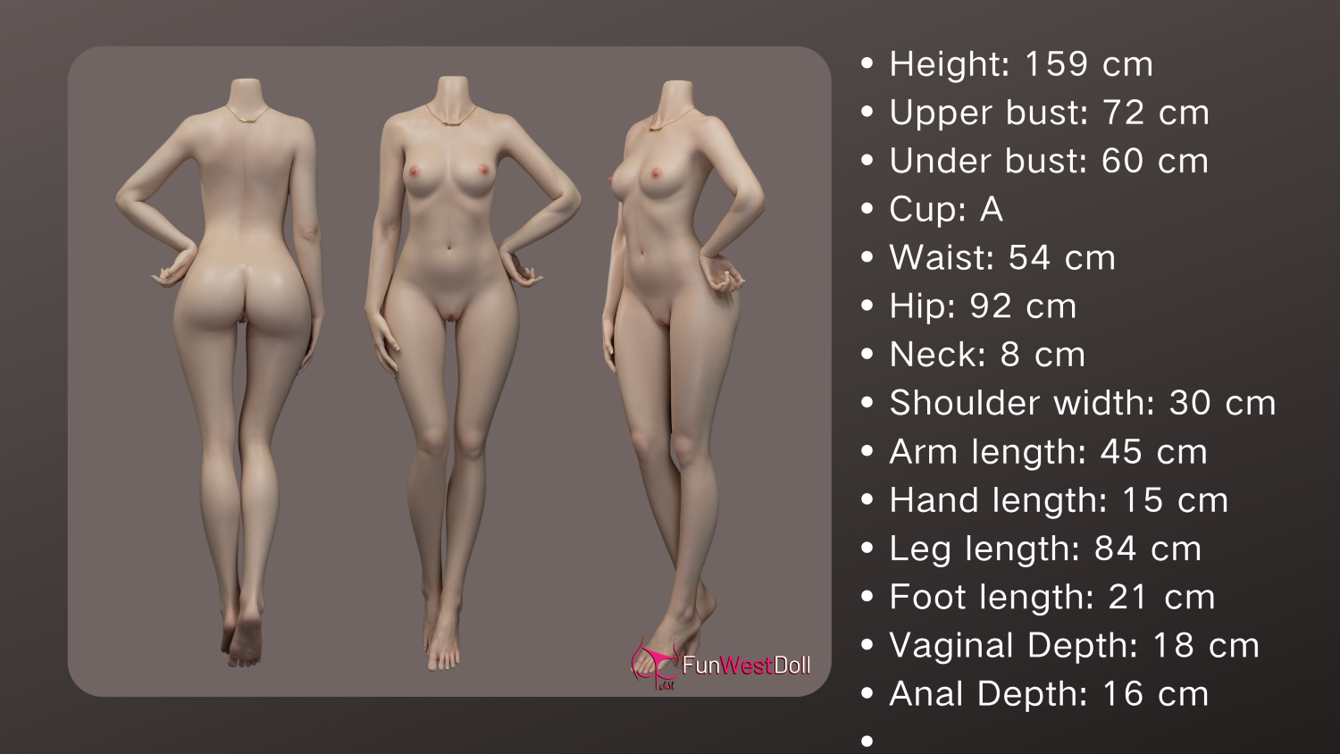 Amy sekso lėlė (FunWest Doll 159 cm A formos puodelis #041S silikonas)
