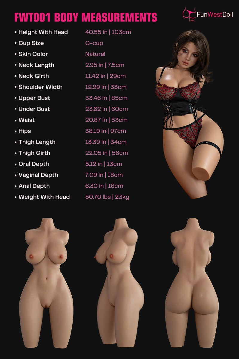 Lyra Sekso lėlė liemuo (FunWest Doll 103 cm G-Cup #054S silikonas)