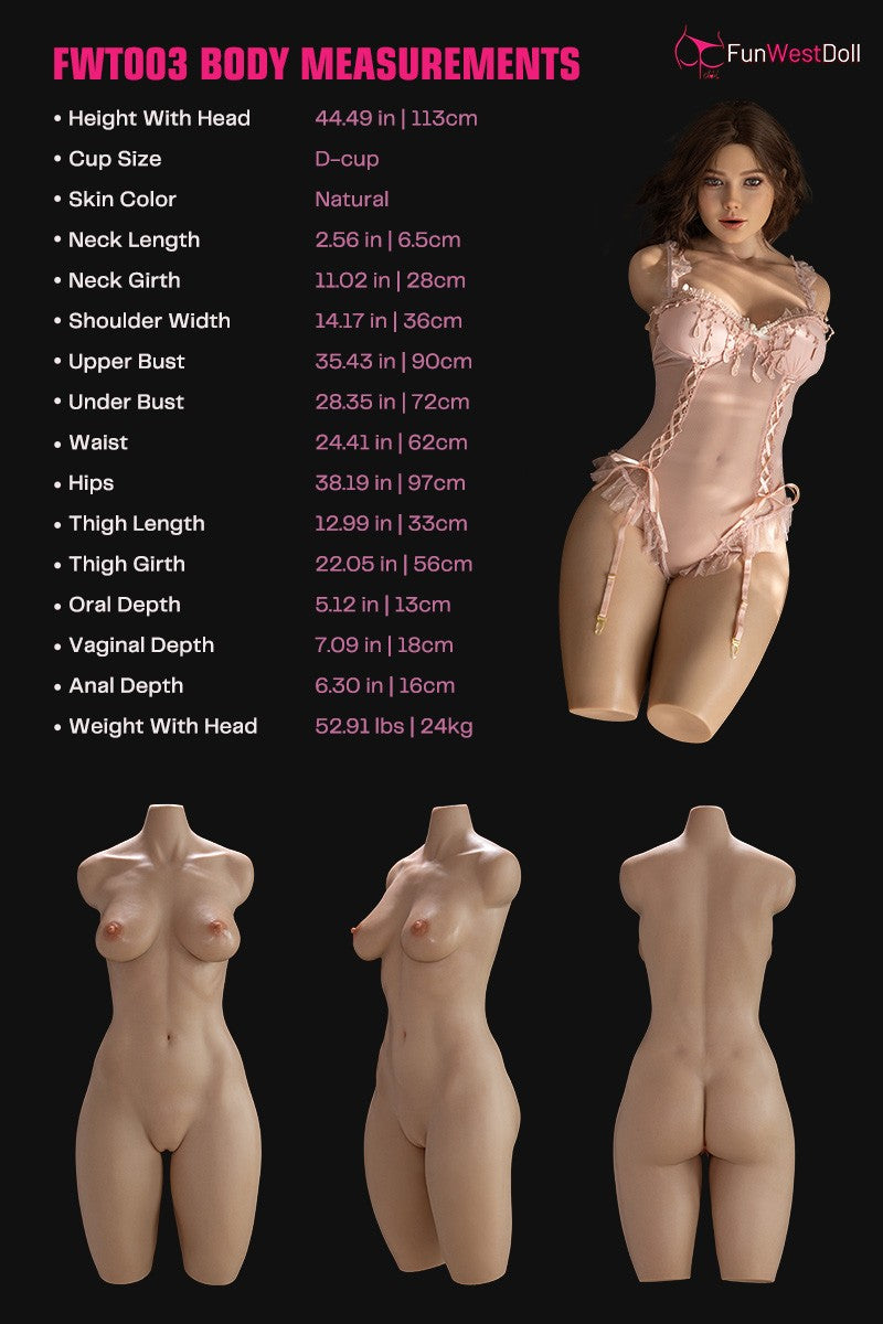 Sekso lėlė Rose Torso (FunWest Doll 113 cm D-Cup #043SJ Silicone)
