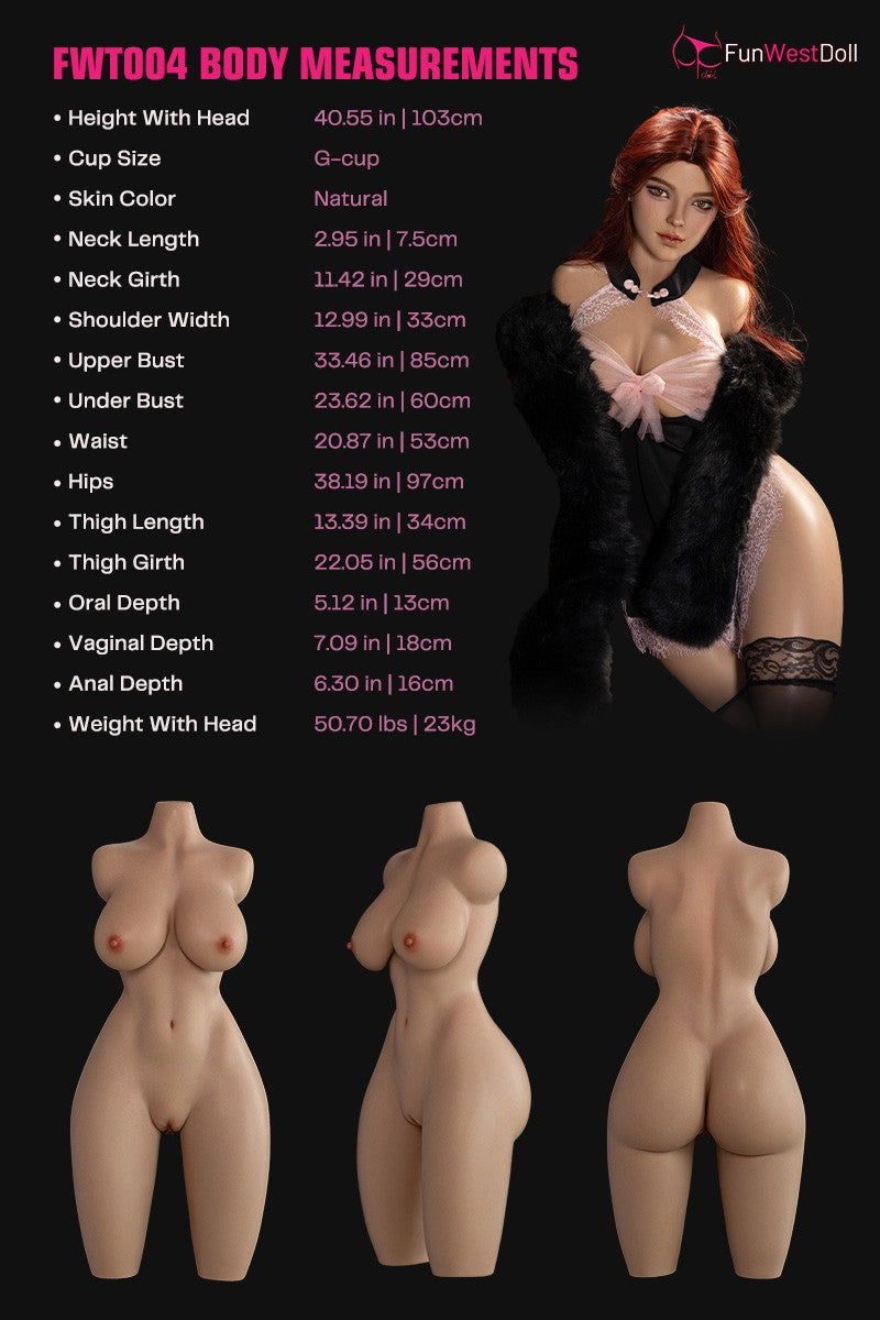 Sekso lėlė Lexie Torso (FunWest Doll 103 cm G-Cup #026S silikonas)