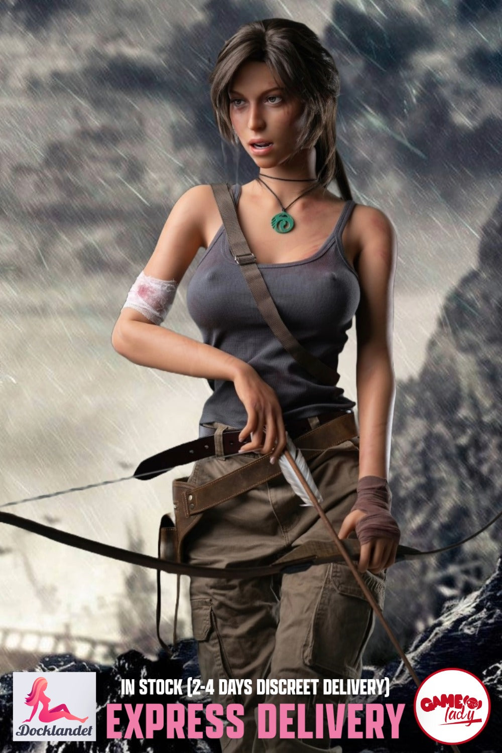 Lara Croft Sex Doll (Game Lady 166 cm E-Cup Nr. 20 silikonas) EXPRESS