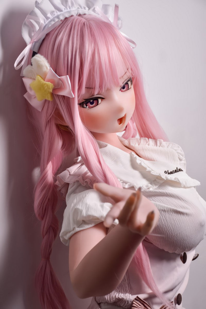 Charming anime sex doll Ogawa Rika in white outfit