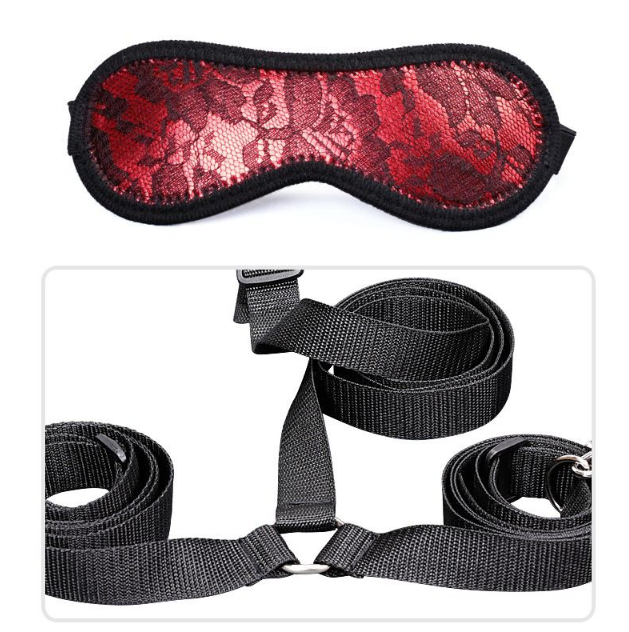 BDSM Rinkinys – antrankiai, nėrinių komplektas ir akių kaukė (7 dalių rinkinys)