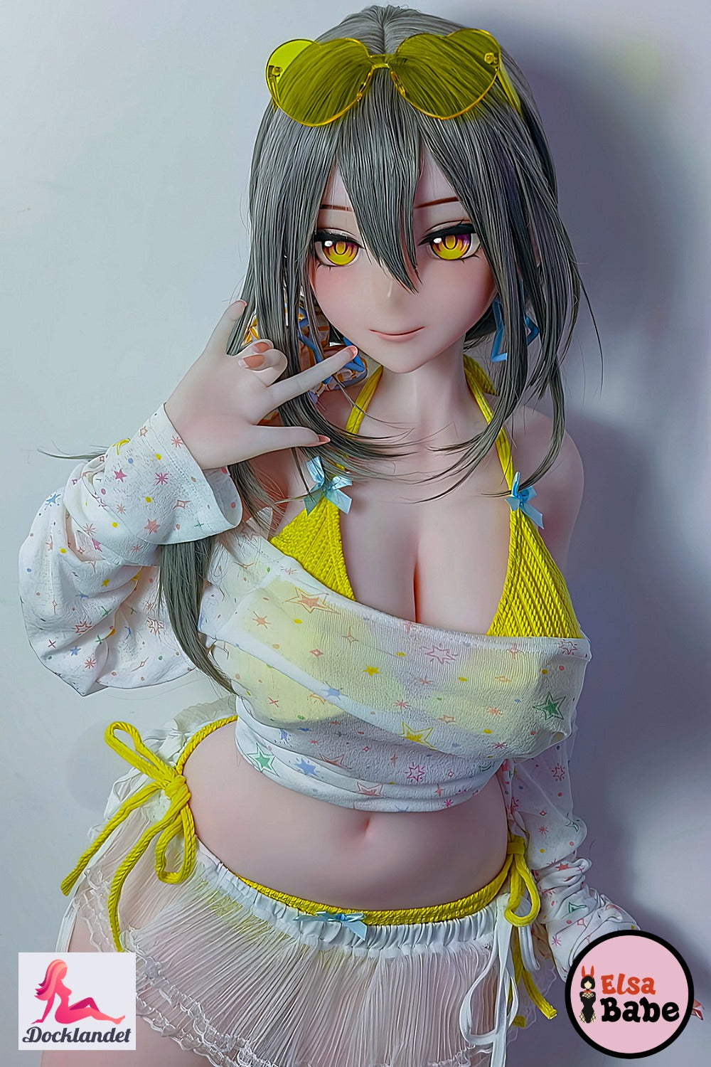 Elsa Babe Mizuta Nina RAD019 silikoninė lėlė 151 cm riesta kūno, didelėmis krūtinėmis ir fantazijos įkvėpta anime išvaizda.