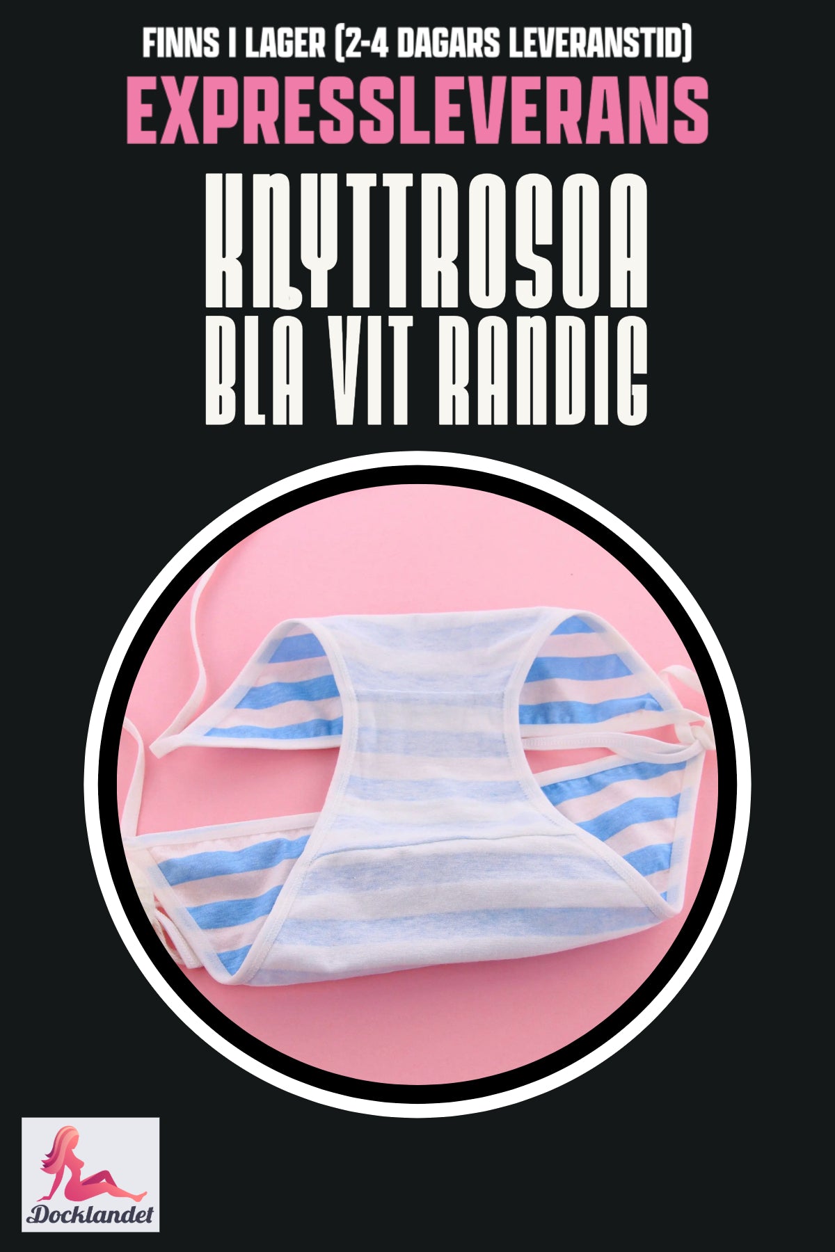 Kaklaraiščio rožė sekso lėlei (rožinė/mėlyna balta, dryžuota)