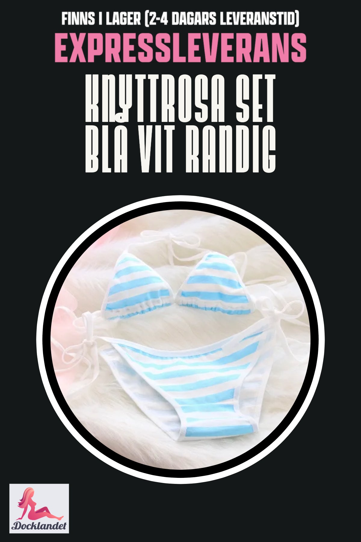 Rožė ir viršus sekso lėlei (mėlyna balta, dryžuota)