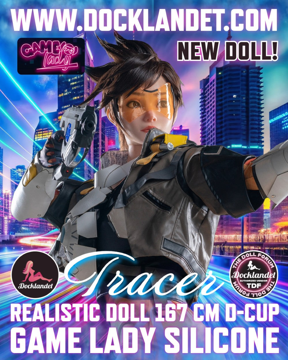 „Tracer Sex Doll“ („Game Lady“ 167 cm D-Cup Nr. 29-1 silikonas) „Overwatch“ Real Doll