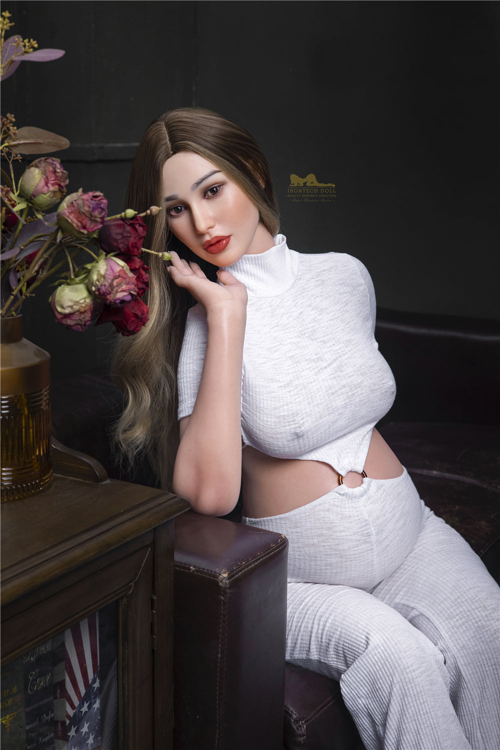 Pearl nėščia sekso lėlė (Irontech Doll 158 cm D-Cup S19 silikonas)