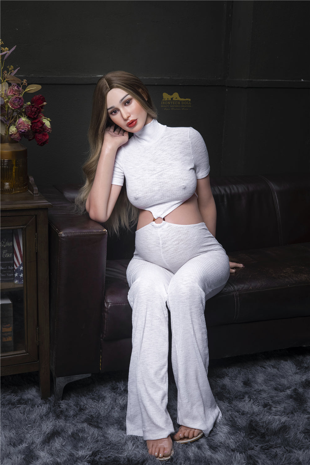 Pearl nėščia sekso lėlė (Irontech Doll 158 cm D-Cup S19 silikonas)